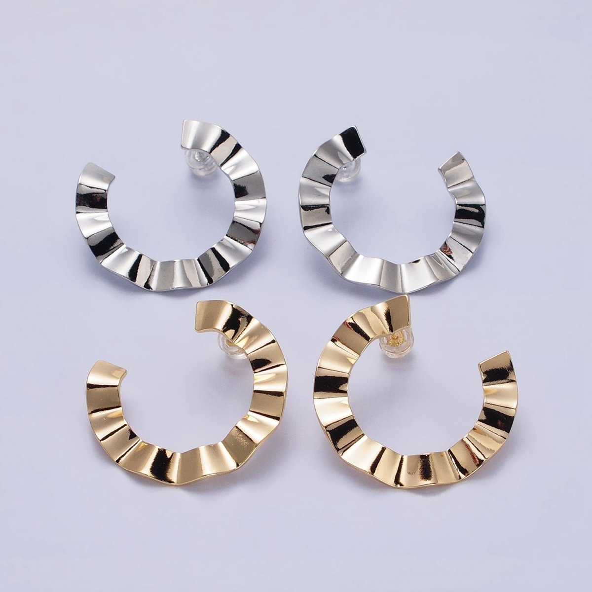 Gold Fan Earrings, Modern Hoops Fan Earrings, Art Deco Earrings Silver Earrings Design AB656 AB667