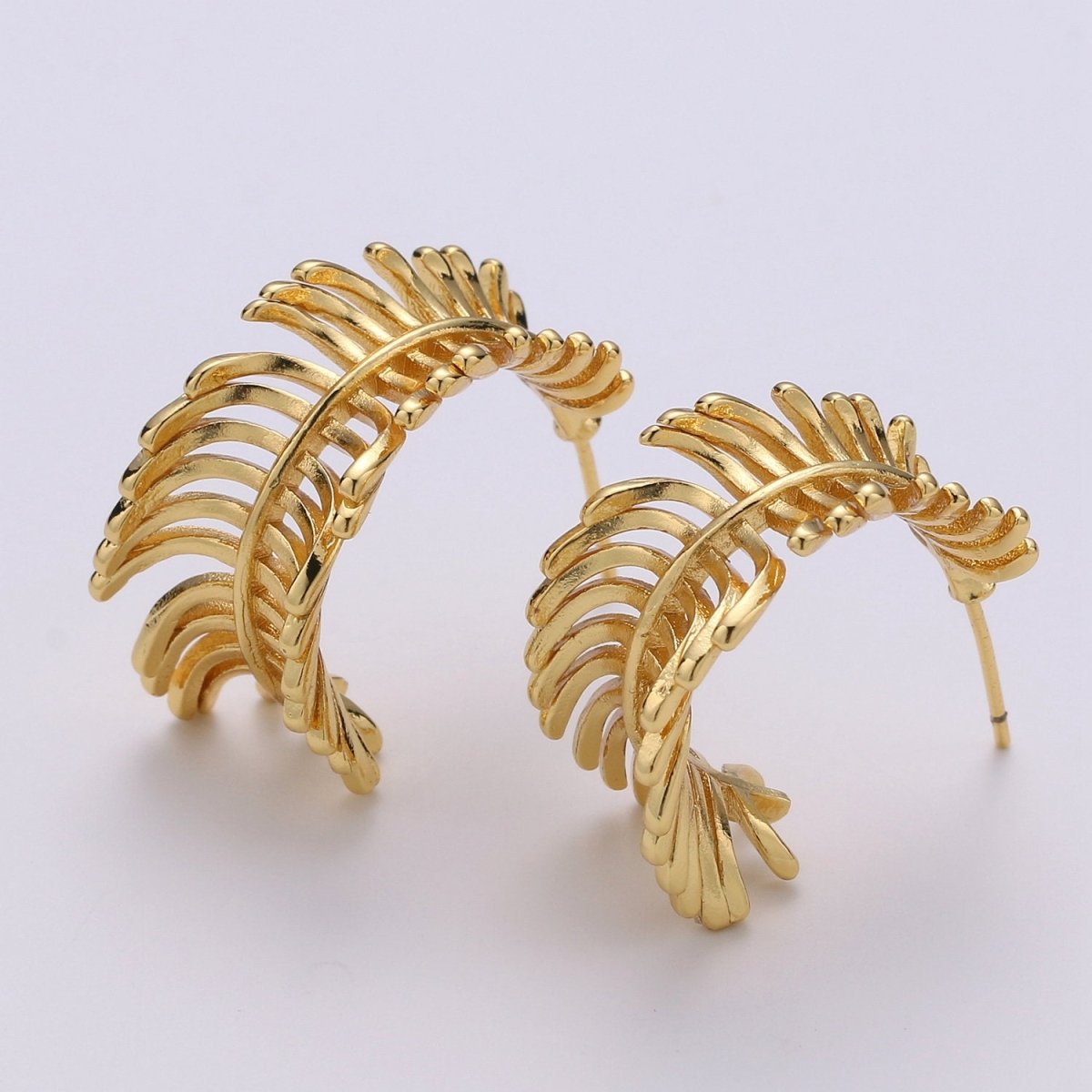 Gold Feather Hoop Earrings Boho Gold Leaf Hoop Earrings Autumn Jewelry Festival Earrings Gift for Her Bohemian Earrings Big Hoop Earring  Q-201