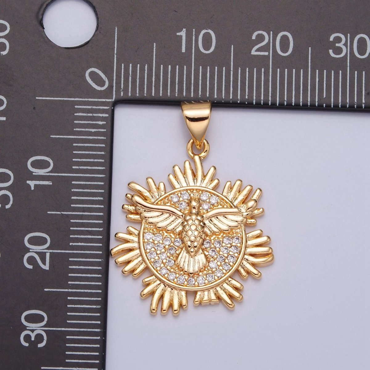 Gold Filed Holy Spirit Pendant, First Holy Communion Dove Gold Pendant, Christian Jewelry, Religious Medals J-597