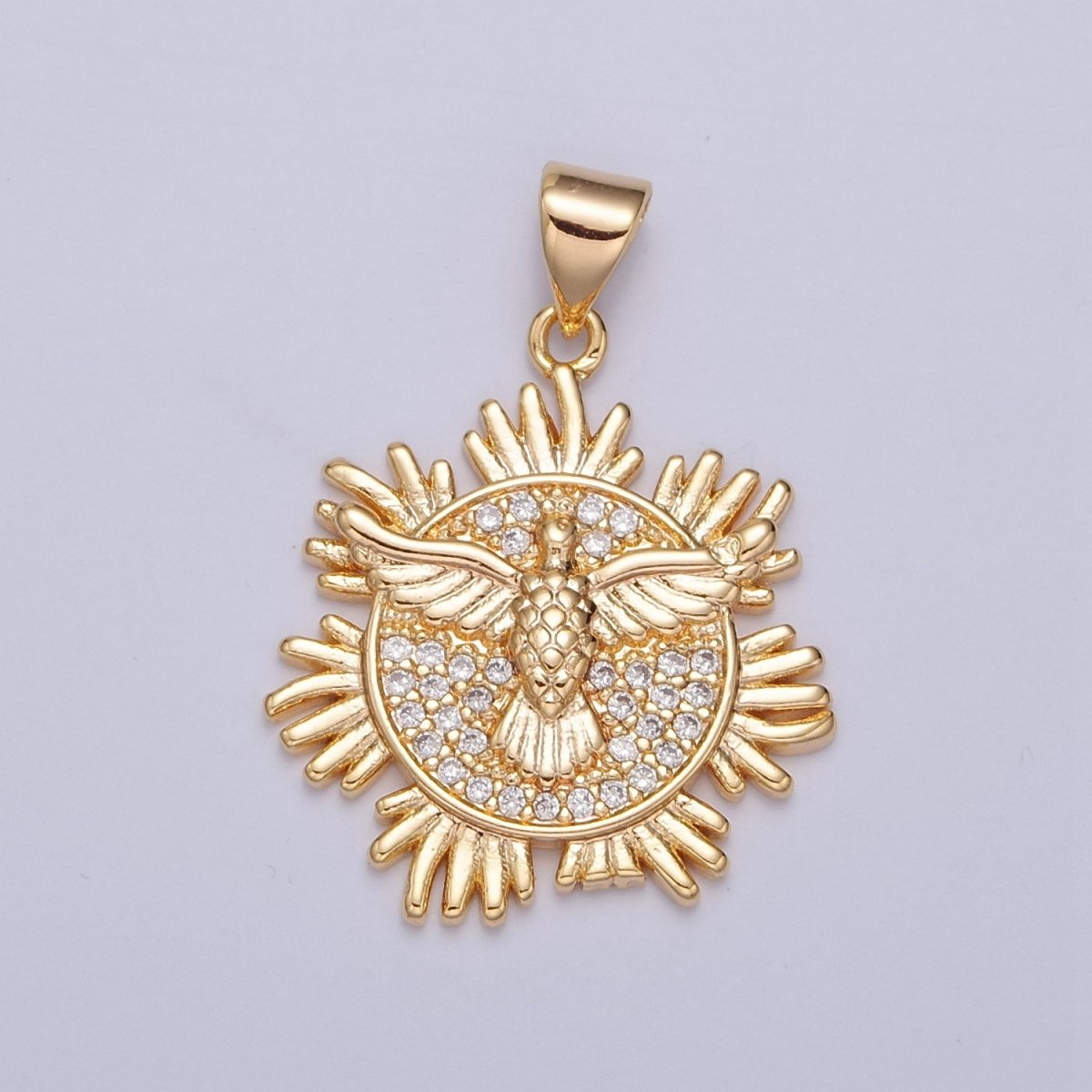 Gold Filed Holy Spirit Pendant, First Holy Communion Dove Gold Pendant, Christian Jewelry, Religious Medals J-597