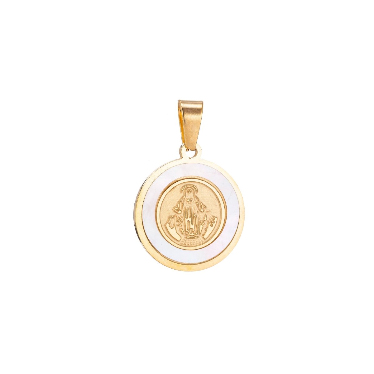 Gold fill Miraculous Lady Charm Pendant / Christian Gift / Religious Jewelry / Medallion Coin Necklace / Christening Gift/ Catholic gift J-394