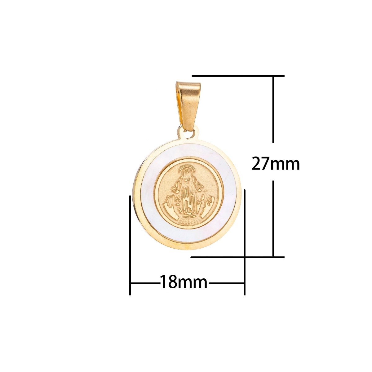 Gold fill Miraculous Lady Charm Pendant / Christian Gift / Religious Jewelry / Medallion Coin Necklace / Christening Gift/ Catholic gift J-394