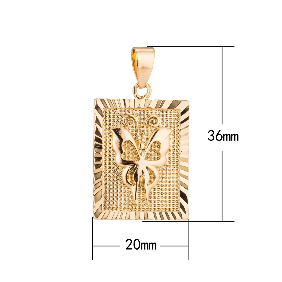 Gold Fill Monarch Butterfly, Frame Bar, Dangle, Cute Animal, Nature Lover Gift Necklace Pendant Charm Bead Bails Findings for Jewelry Making H-774