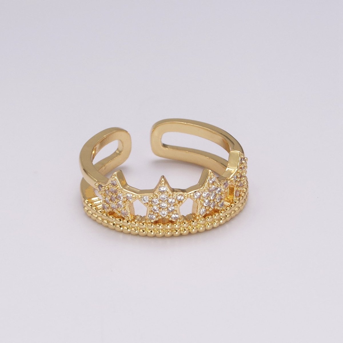 Gold Fill Star Double Band Ring, Elegant Style, Star Ring, Adjustable Size, Gifts For Her, Gifts For Friends, Chic Stories, Birthday U-122