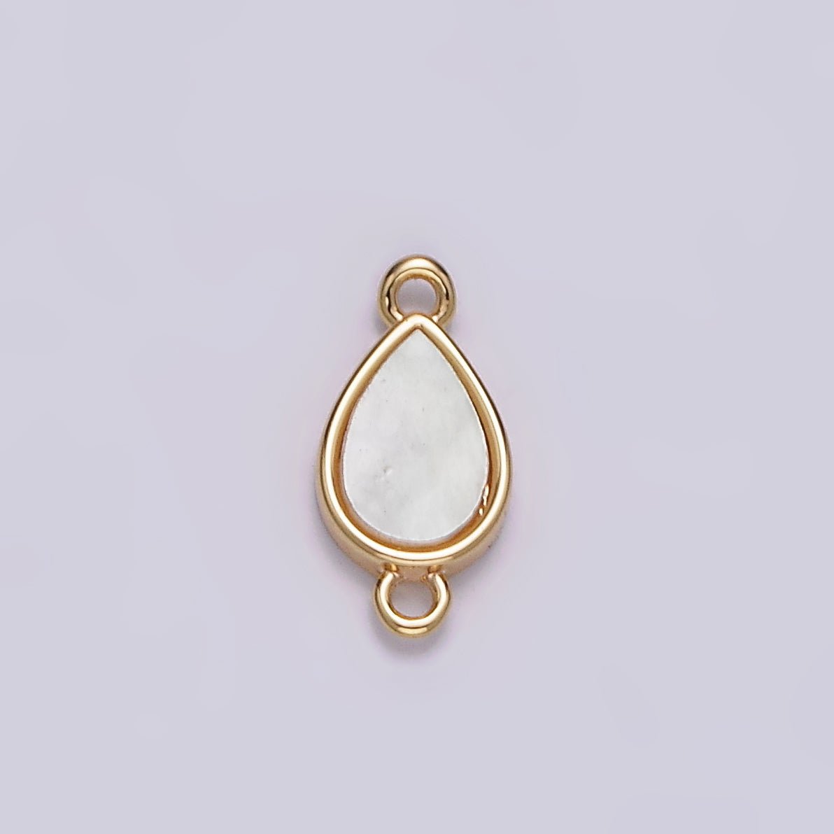 Gold Filled 10.5mm Sideway Teardrop Shell Pearl Minimalist Bezel Connector G-695