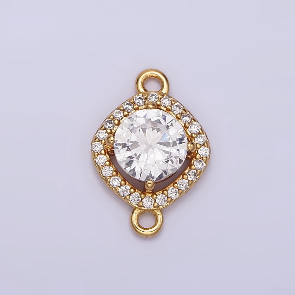 Gold Filled 10mm Clear Round CZ Rhombus Micro Paved Connector G-721