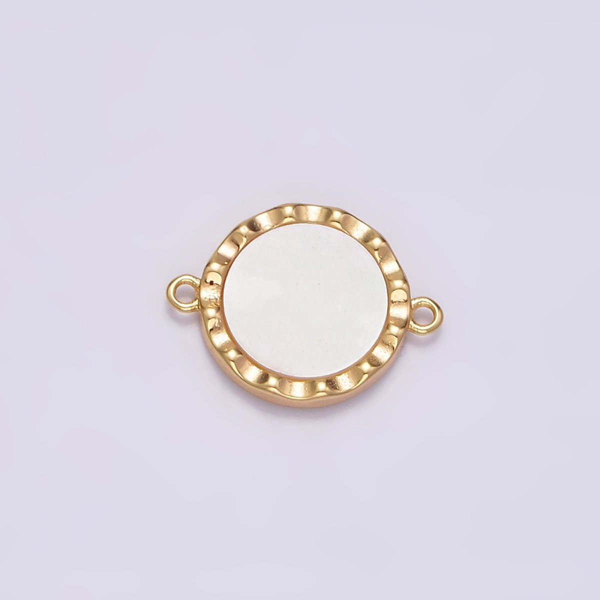 Gold Filled 10mm Shell Pearl Hammered Round Connector G-705