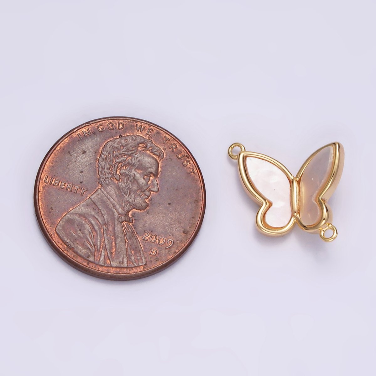 Gold Filled 11.3mm Shell Pearl Butterfly Mariposa Fold Connector G-696
