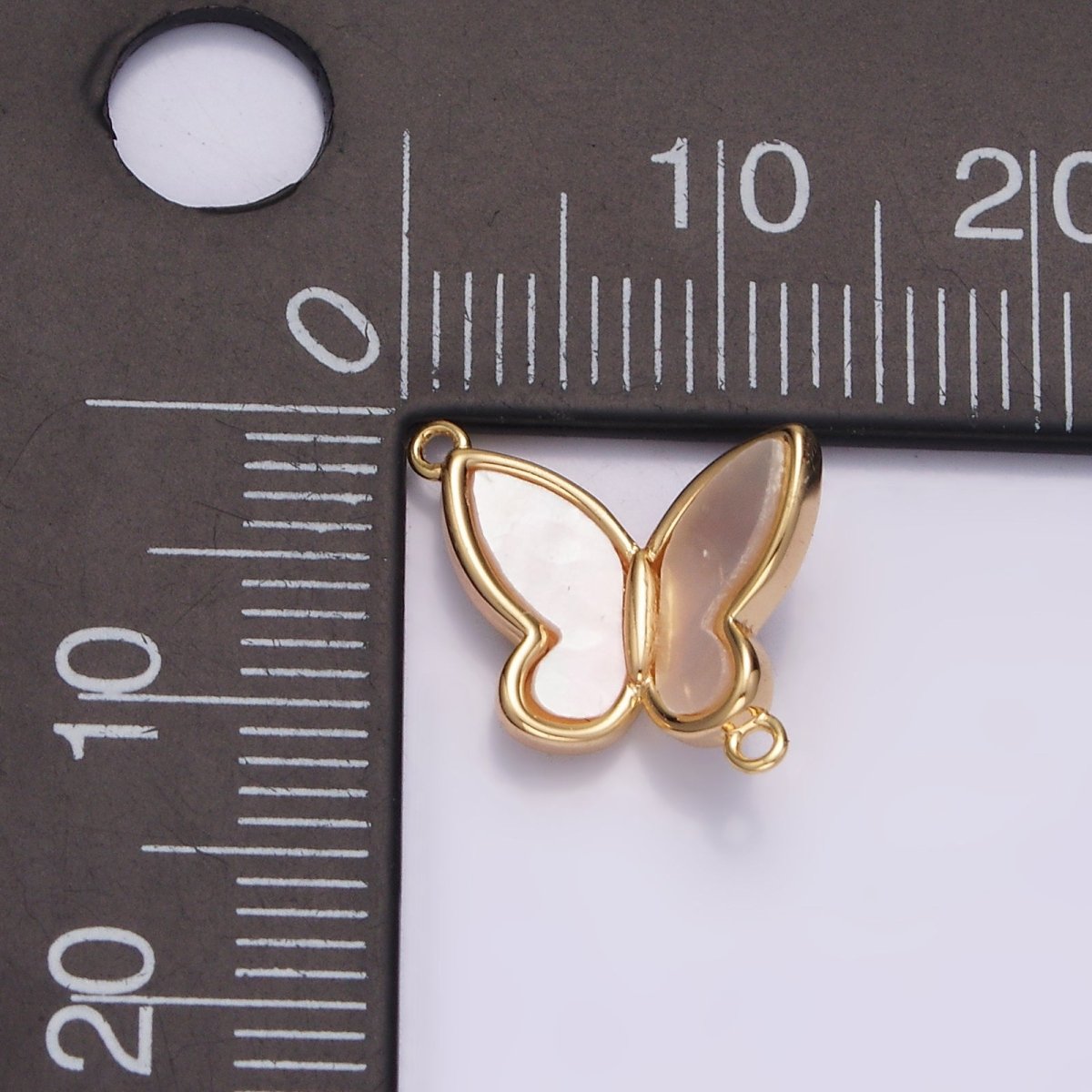 Gold Filled 11.3mm Shell Pearl Butterfly Mariposa Fold Connector G-696