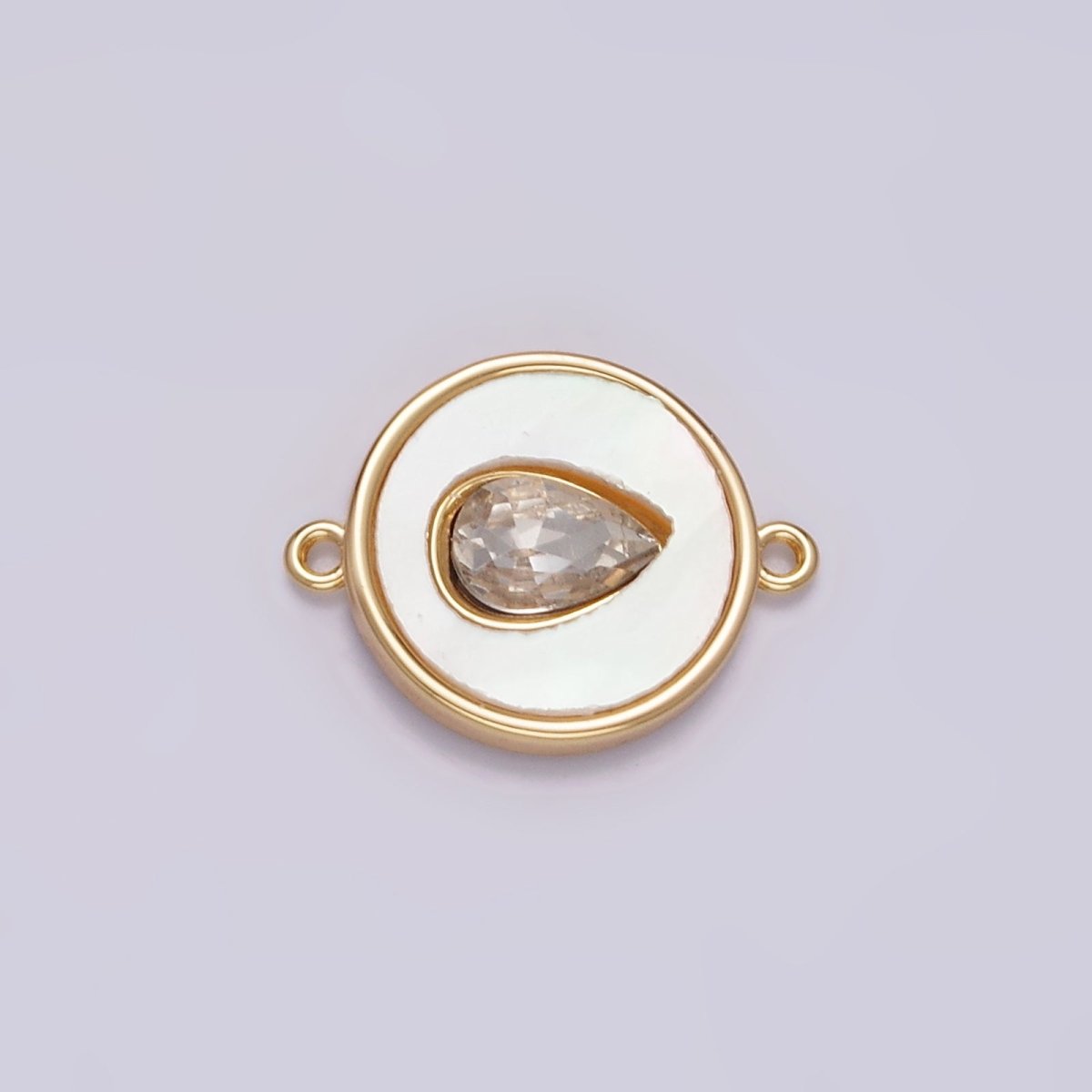 Gold Filled 11.5mm Sideway Clear Teardrop Shell Pearl Round Connector G-706