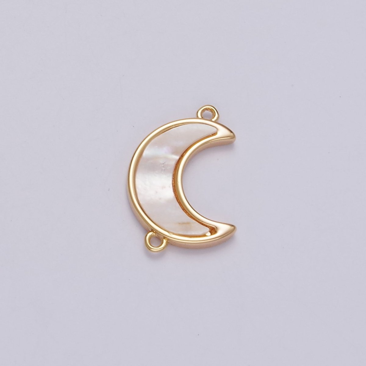 Gold Filled 15mm Sideway Celestial Crescent Moon Shell Pearl Connector G-704