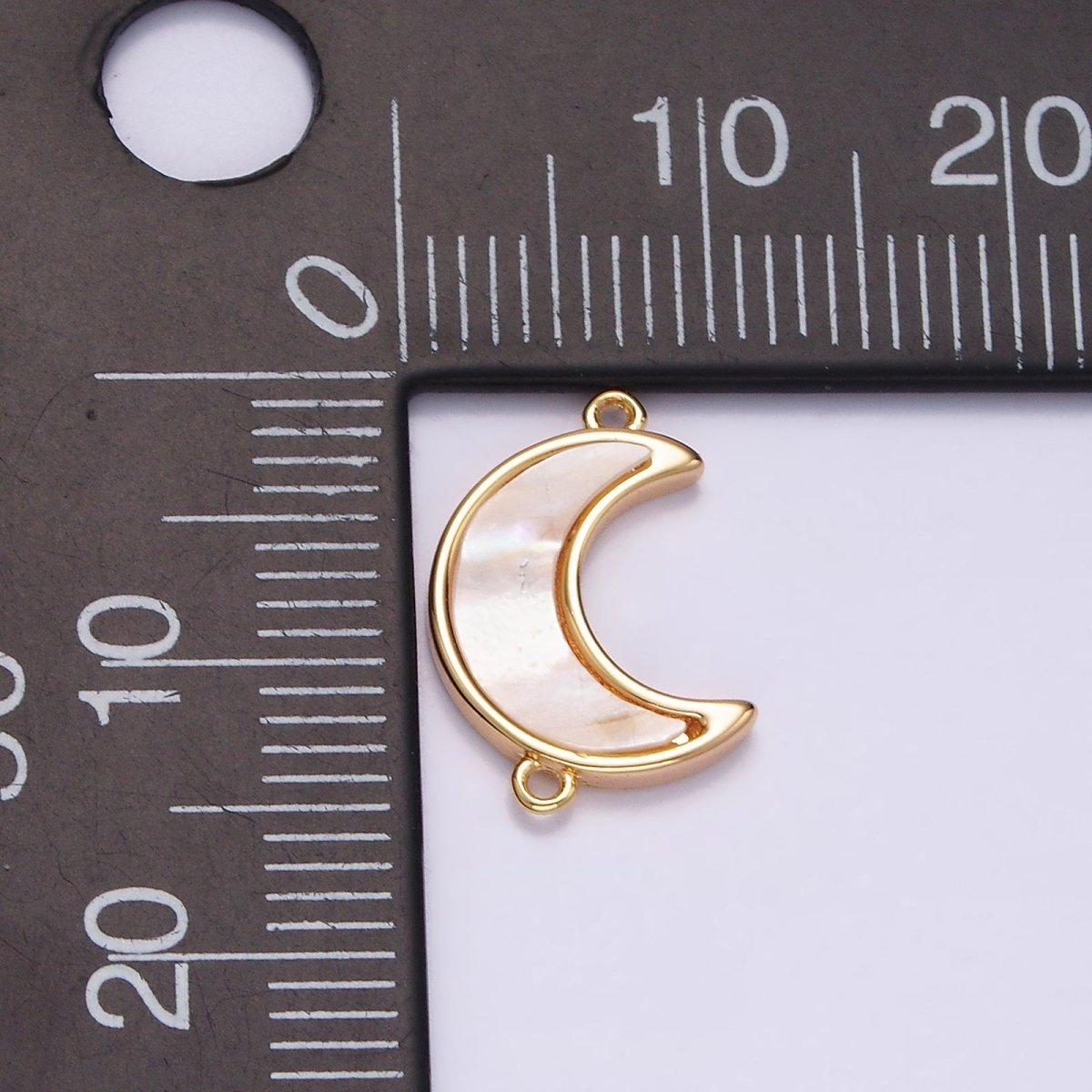 Gold Filled 15mm Sideway Celestial Crescent Moon Shell Pearl Connector G-704