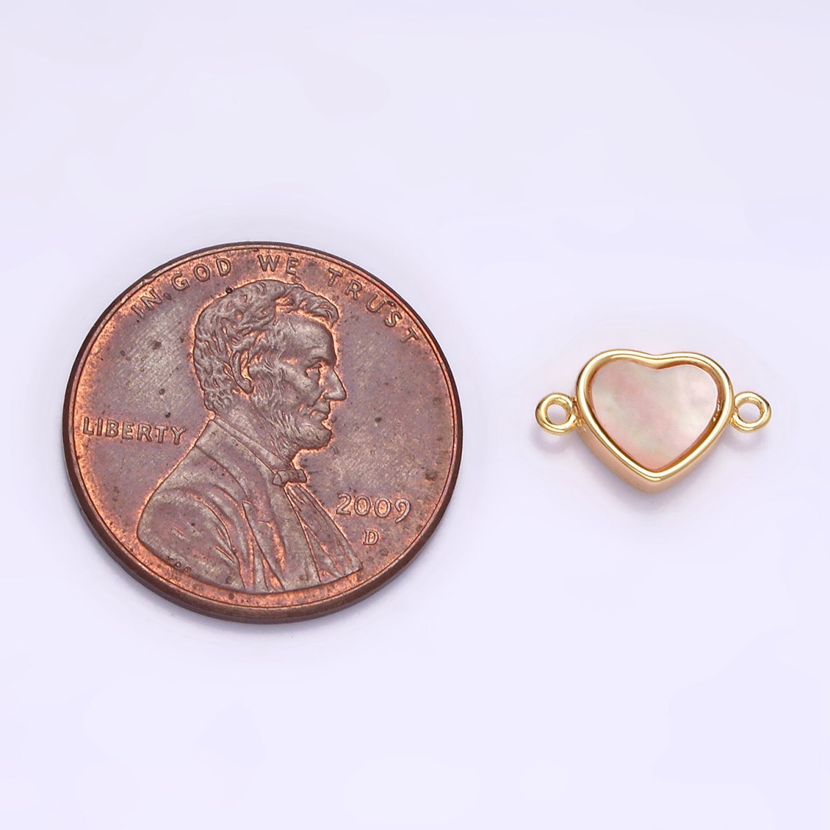 Gold Filled 6.7mm Shell Pearl Heart Minimalist Bezel Connector G-701