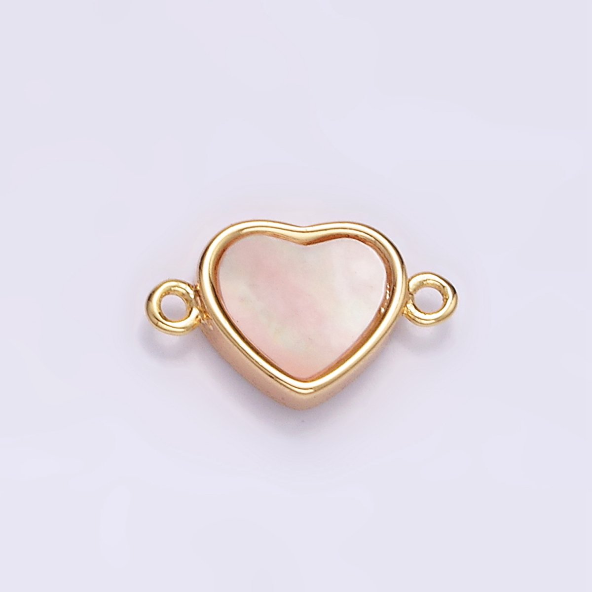 Gold Filled 6.7mm Shell Pearl Heart Minimalist Bezel Connector G-701