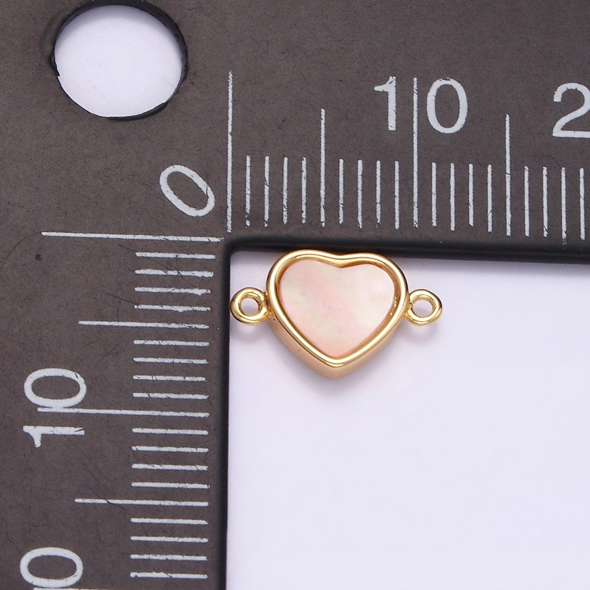 Gold Filled 6.7mm Shell Pearl Heart Minimalist Bezel Connector G-701