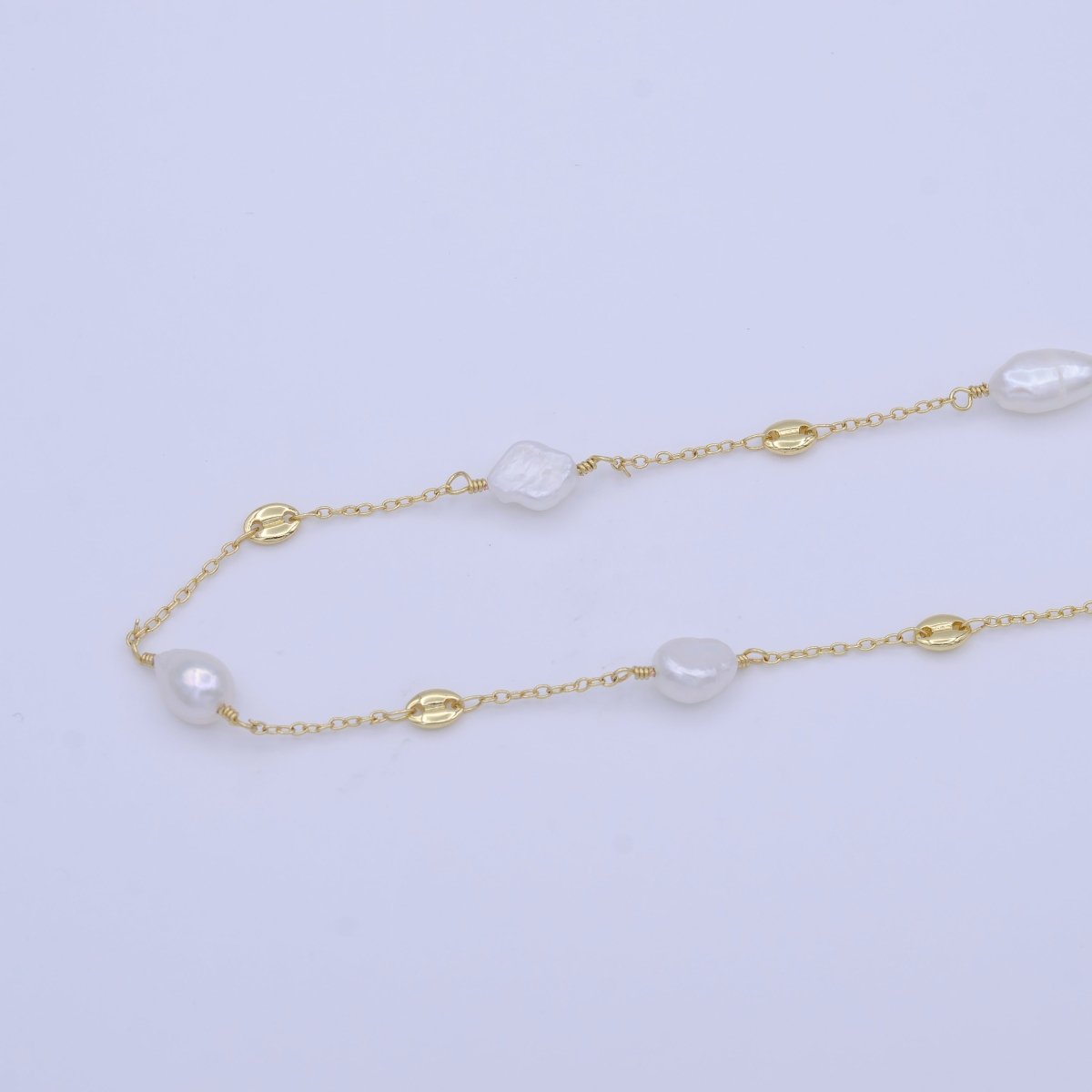 Gold Filled 7.5mm Designed Freshwater Pearl Anchor Cable Link Unfinished Chain by Yard | ROLL-1011