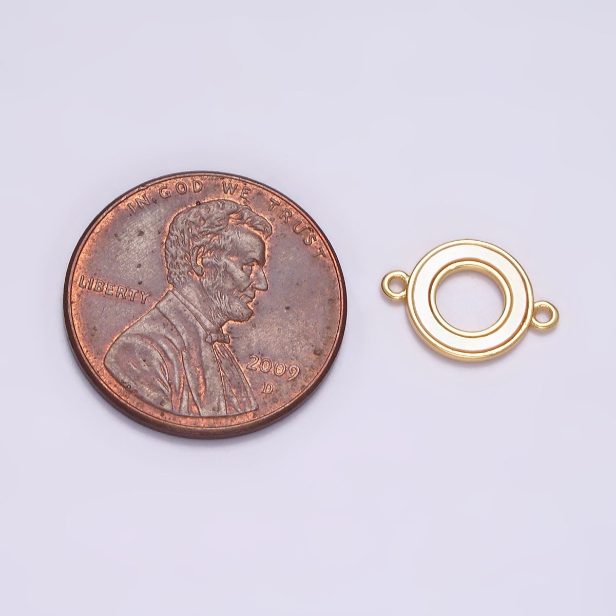 Gold Filled 8.5mm Shell Pearl Open Round Connector G-699