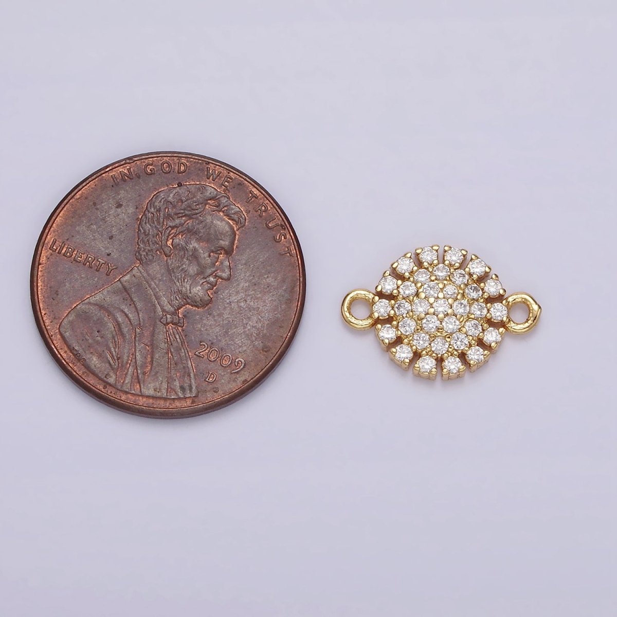 Gold Filled 9.5mm Clear Micro Paved CZ Round Connector G-723