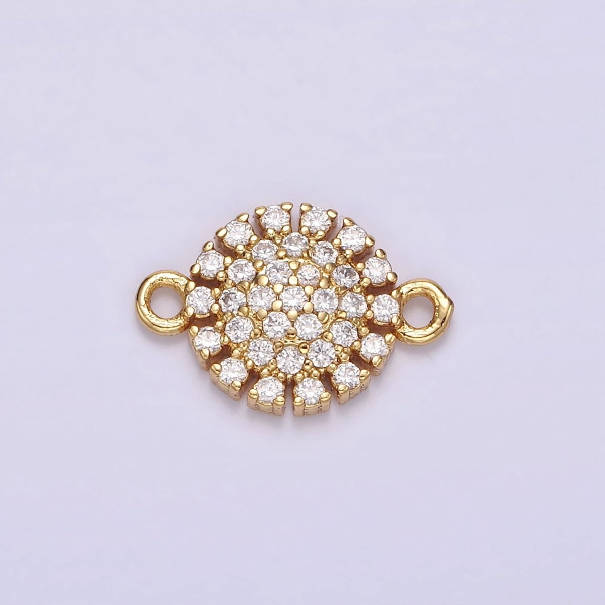 Gold Filled 9.5mm Clear Micro Paved CZ Round Connector G-723