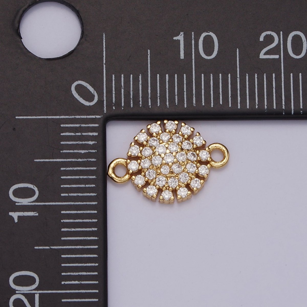 Gold Filled 9.5mm Clear Micro Paved CZ Round Connector G-723