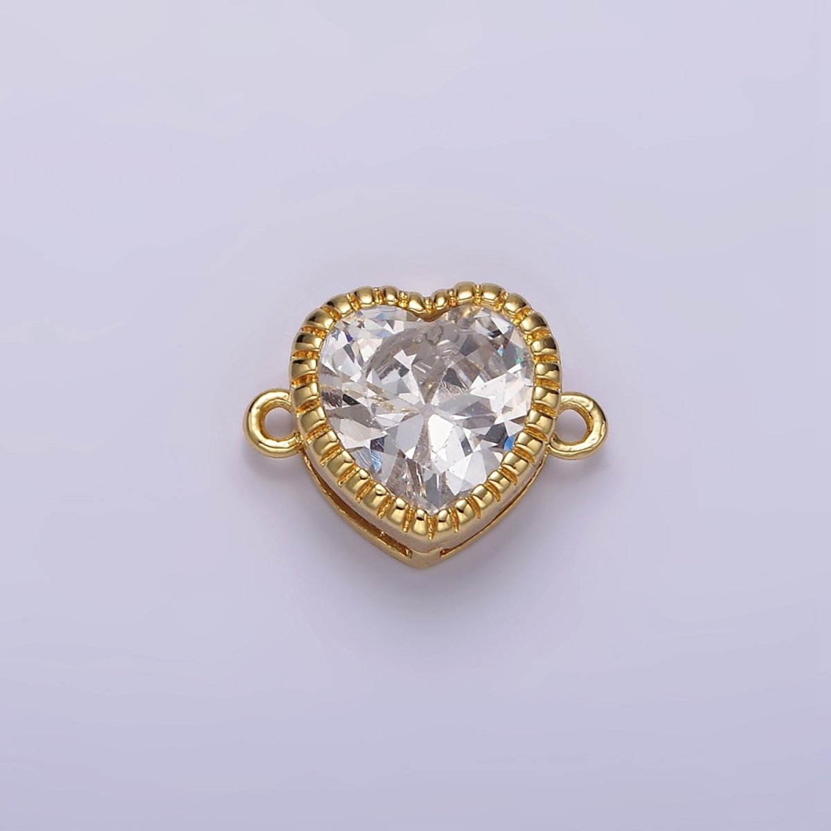 Gold Filled 9.5mm Red, Pink, Clear CZ Heart Line-Textured Connector G-717 - G-719