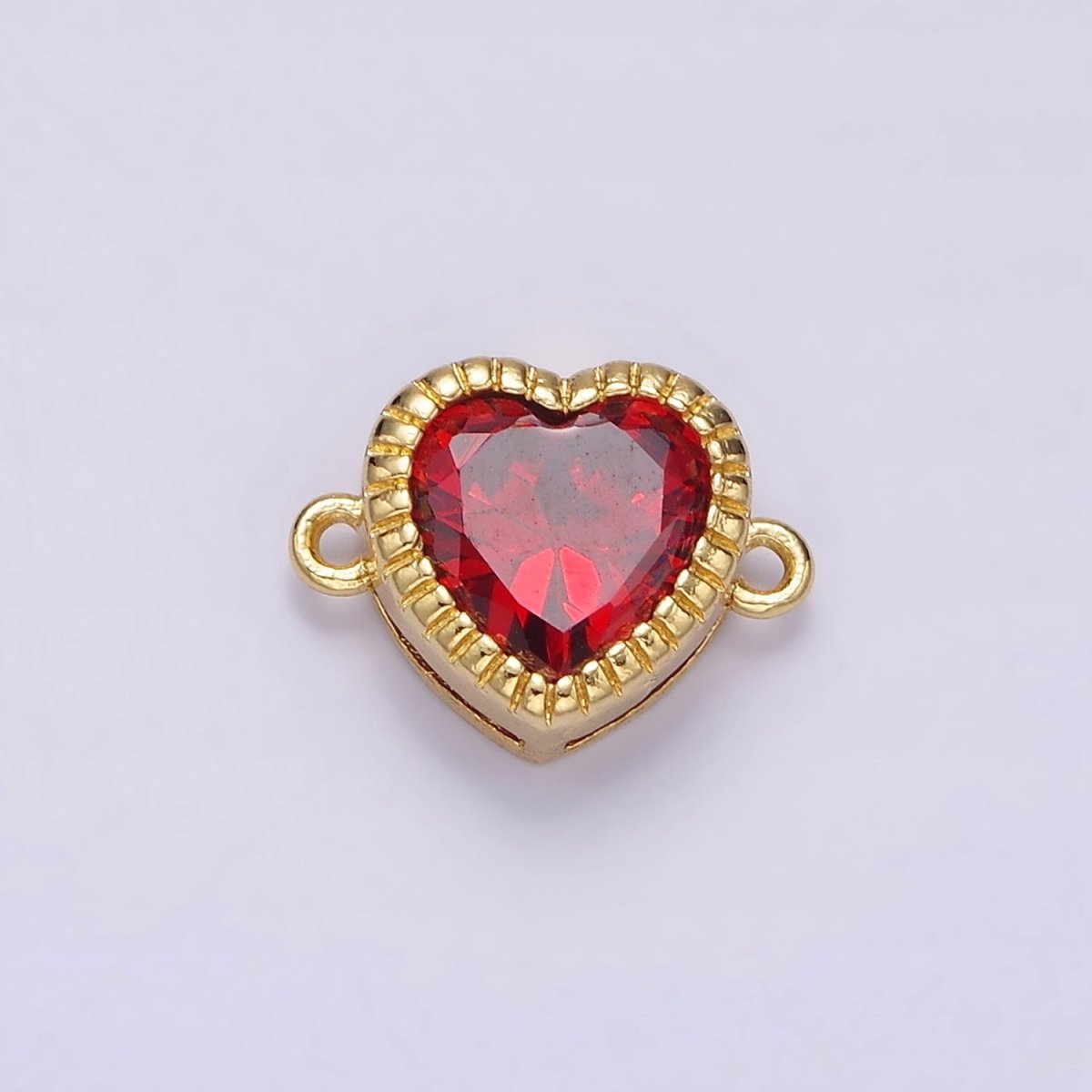 Gold Filled 9.5mm Red, Pink, Clear CZ Heart Line-Textured Connector G-717 - G-719