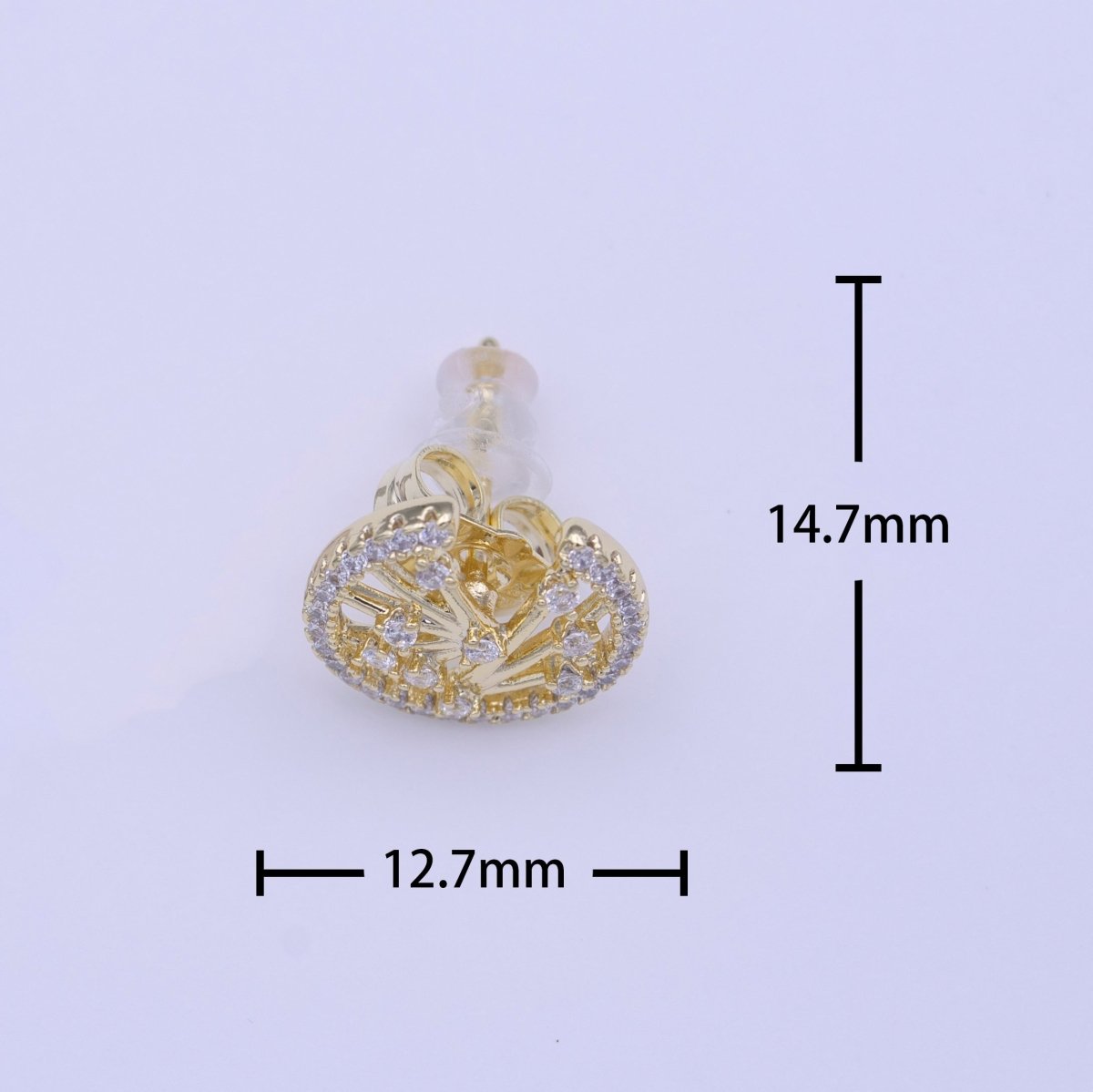 Gold Filled Abstract Bar Open Round Micro Paved CZ Stud Earrings | AD-224