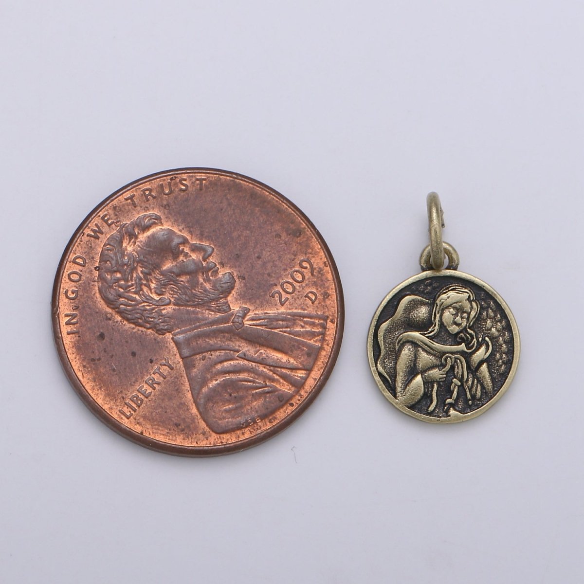 Gold Filled Angel Rustic Coin Charm D-898