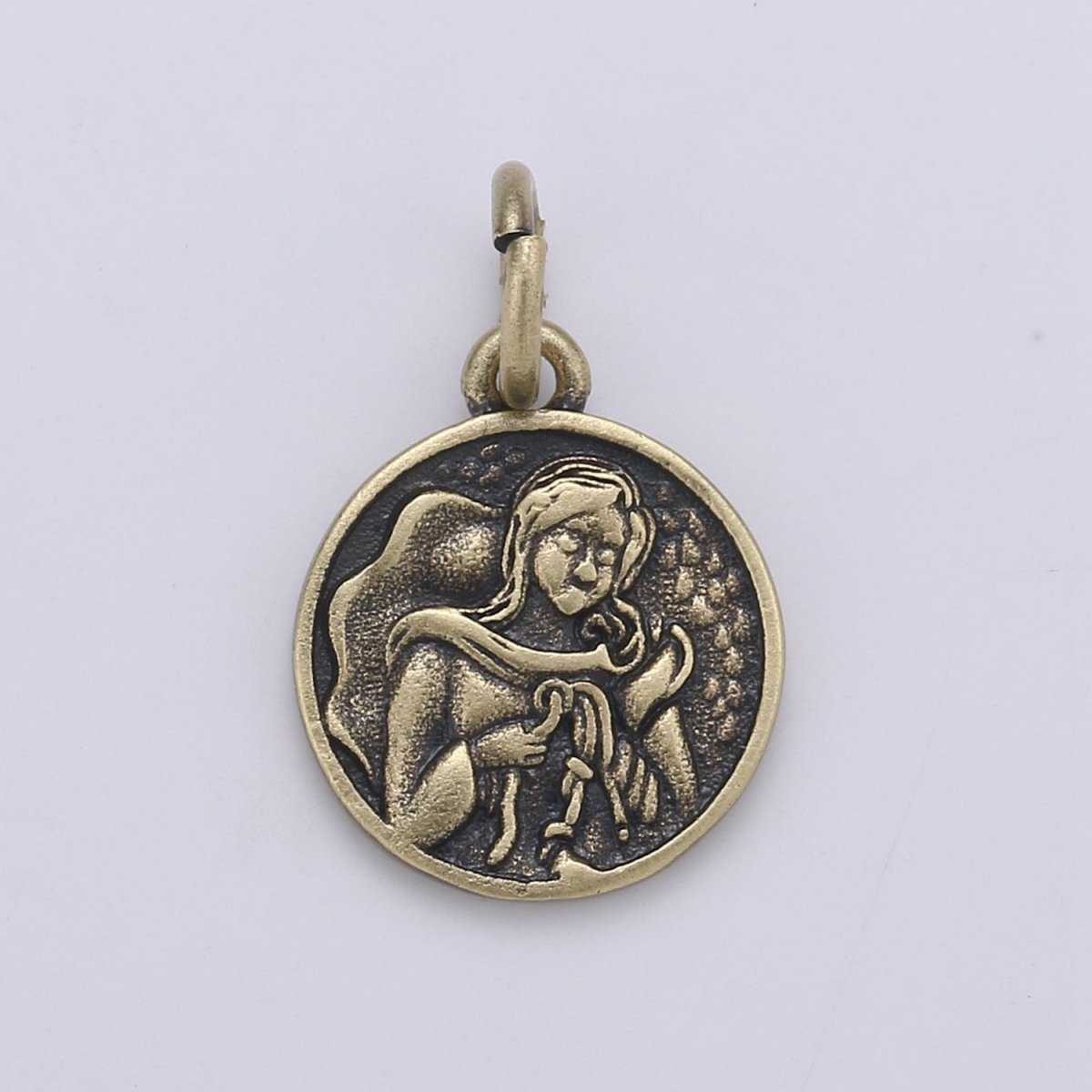 Gold Filled Angel Rustic Coin Charm D-898