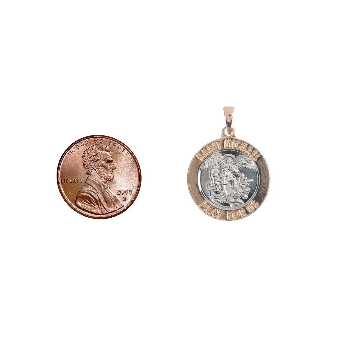 Gold Filled Archangel Saint Michael Medal Pendant for Protection Protect us with Prayer in the back for Necklace Jewelry Making H-771