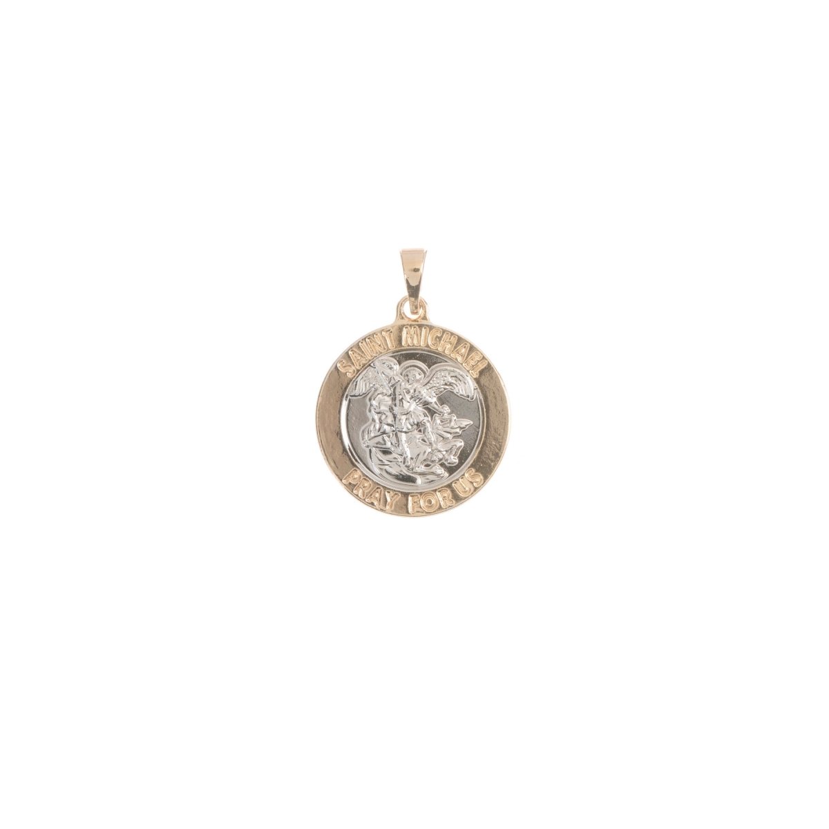 Gold Filled Archangel Saint Michael Medal Pendant for Protection Protect us with Prayer in the back for Necklace Jewelry Making H-771