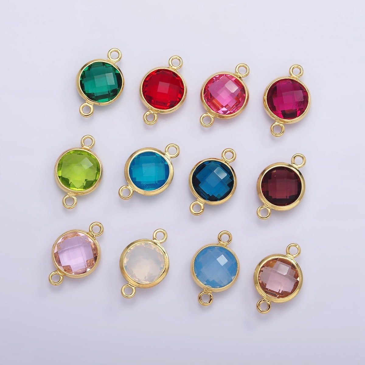 Gold Filled Birthstone CZ Connector Link Connector for Bracelet Necklace School Colors Stone Finding G-766 G-767