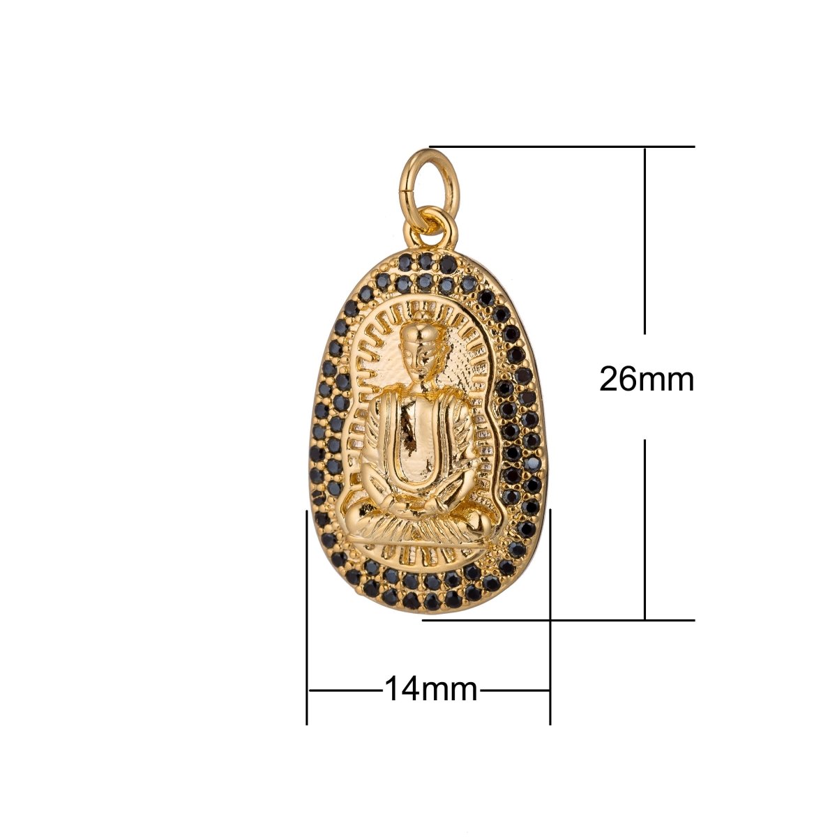 Gold Filled Buddha, Buddhist Religious Zen Enlightenment, DIY Cubic Zirconia Necklace Pendant Charm Bead Bails for Jewelry Making | | C-441, M-337