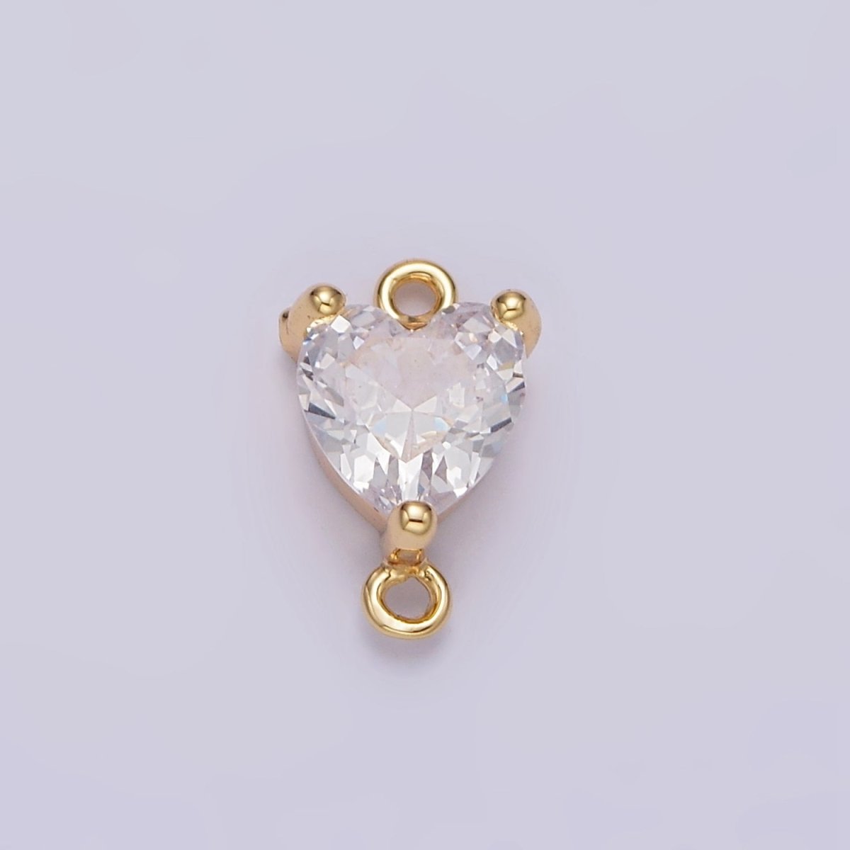 Gold Filled Clear 6.5mm Mini Heart CZ Connector G-665