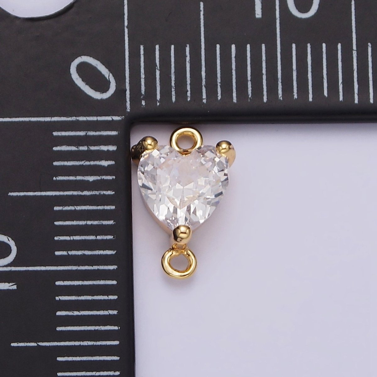 Gold Filled Clear 6.5mm Mini Heart CZ Connector G-665