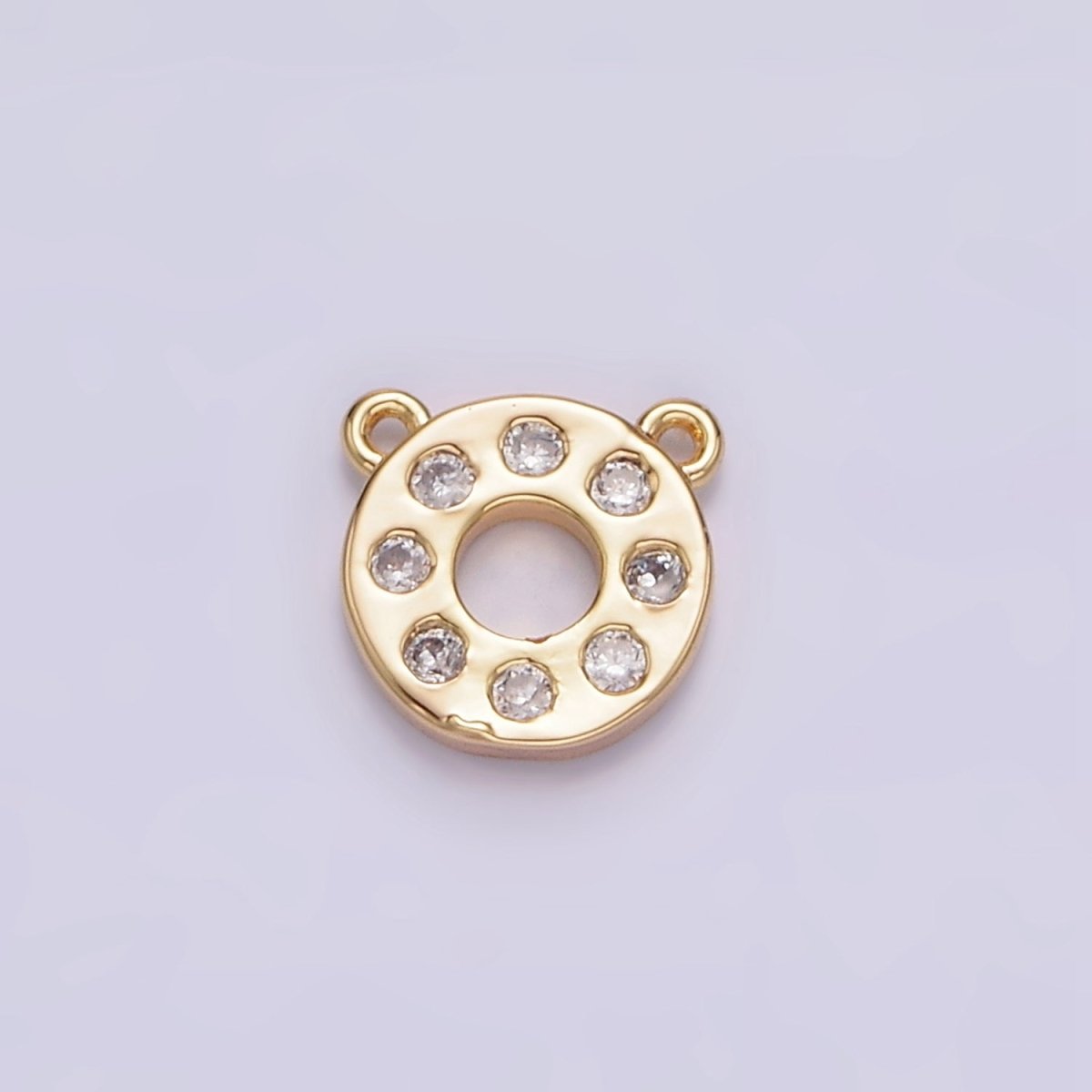 Gold Filled Clear CZ Open Round Circle Donut Connector G-667