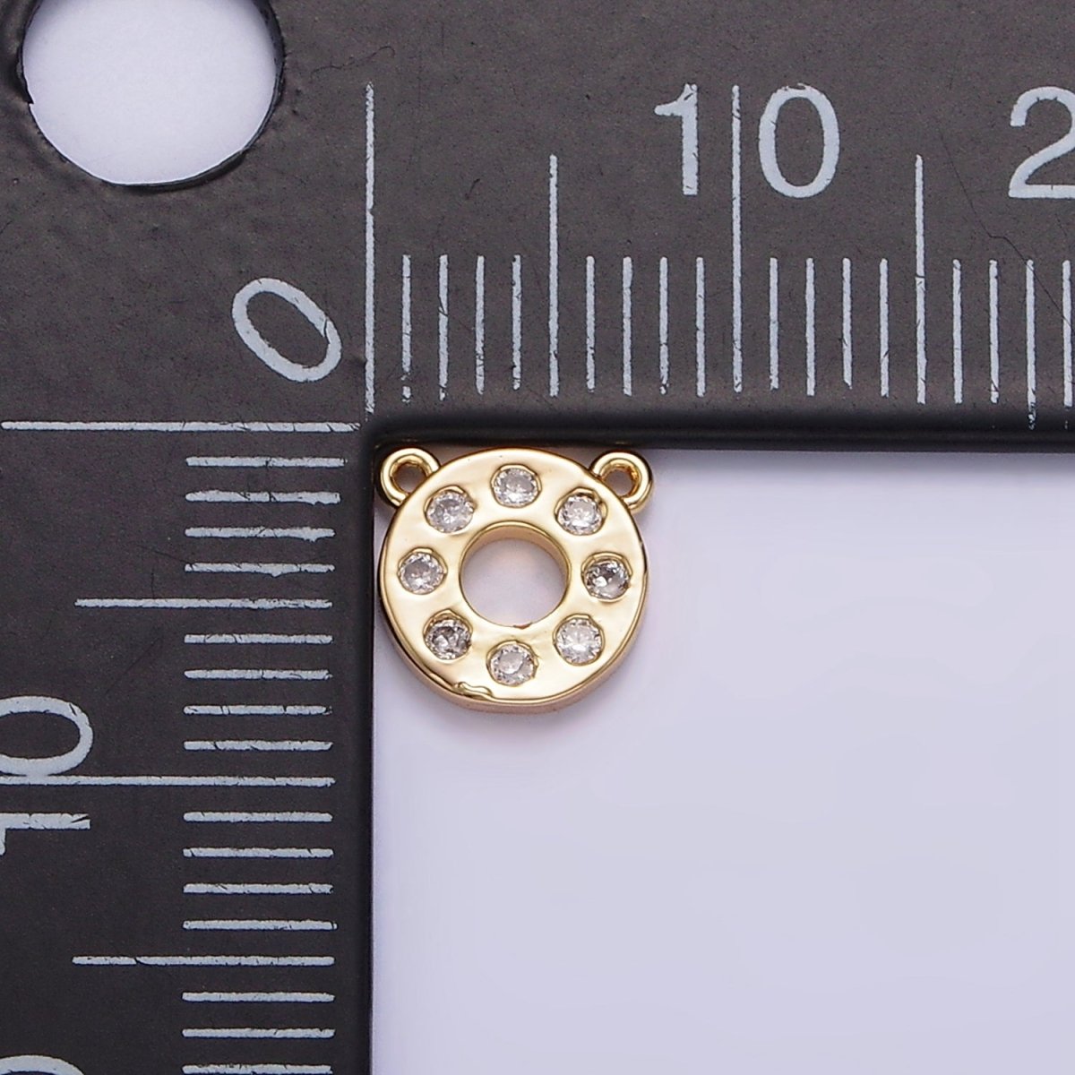 Gold Filled Clear CZ Open Round Circle Donut Connector G-667