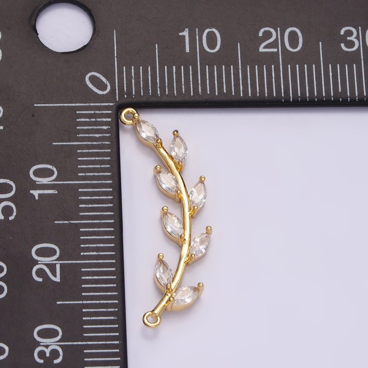Gold Filled Clear Marquise Leaf Curved 26.7mm Connector G-708