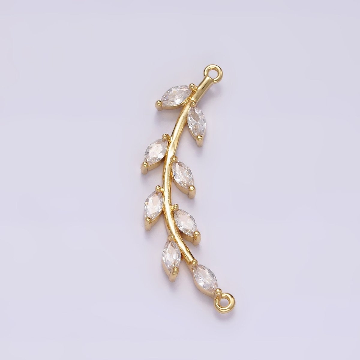 Gold Filled Clear Marquise Leaf Curved 26.7mm Connector G-708