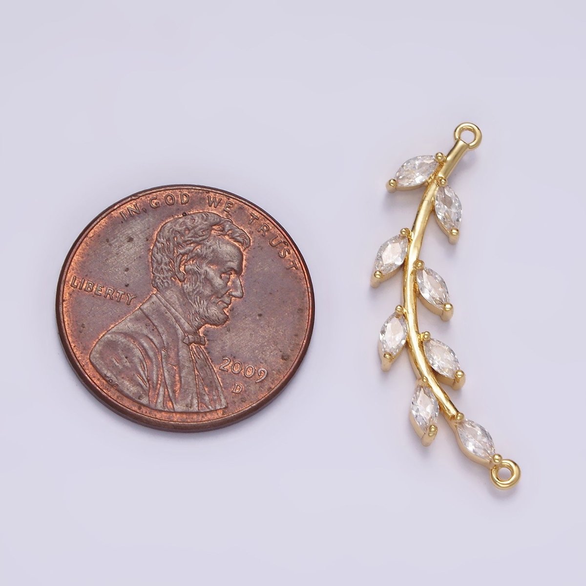 Gold Filled Clear Marquise Leaf Curved 26.7mm Connector G-708