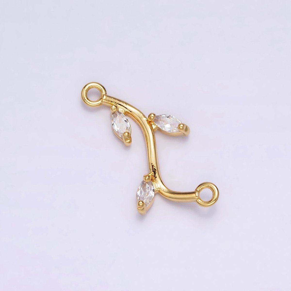 Gold Filled Clear Marquise Leaf Curved Connector G-644