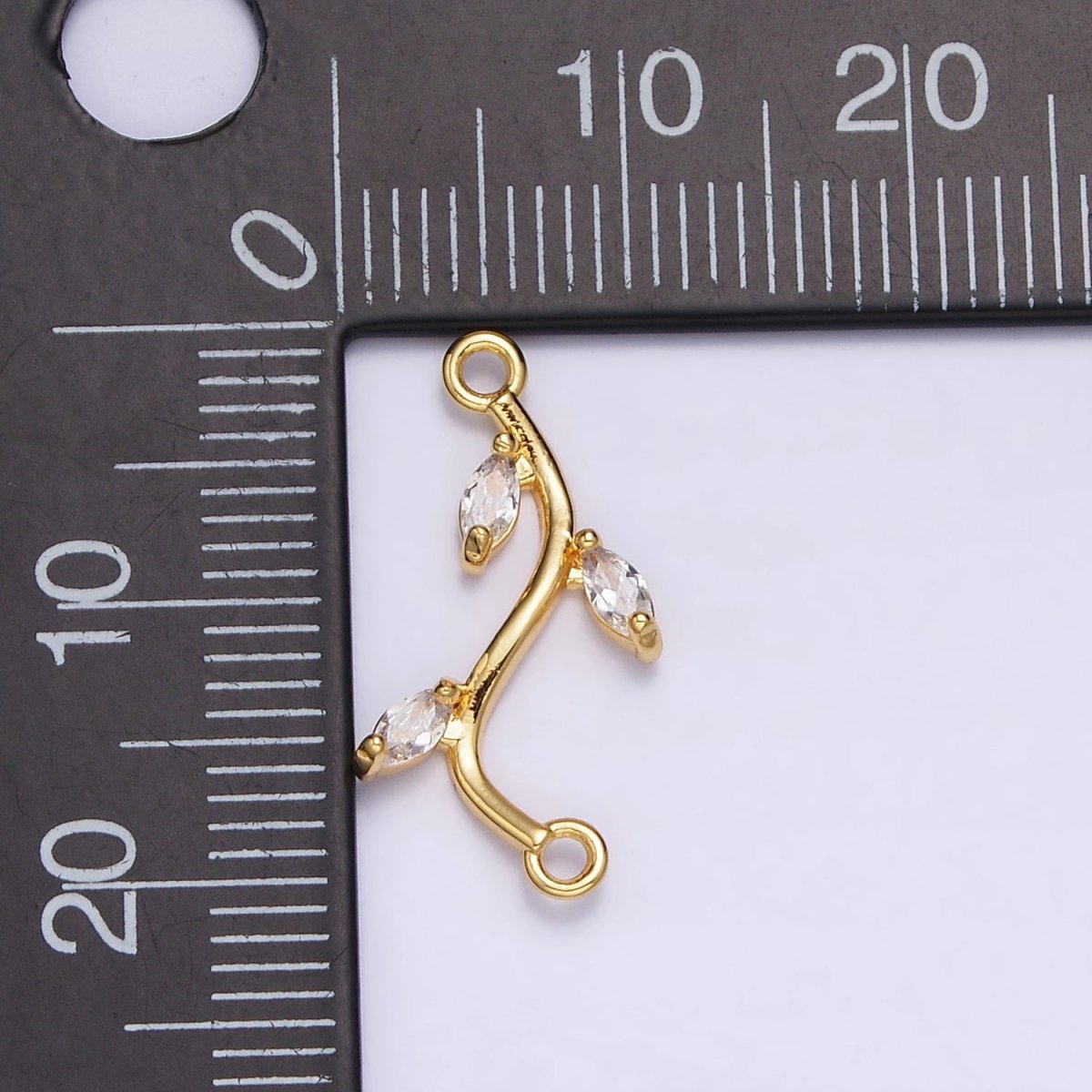 Gold Filled Clear Marquise Leaf Curved Connector G-644