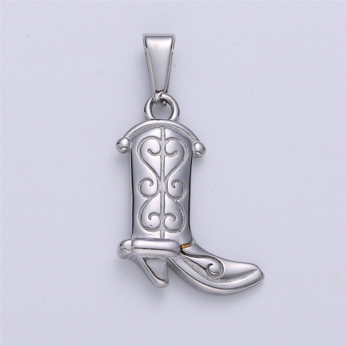 Stainless Steel Gold Filled Cowgirl Boots Charms- Cowgirl Party Pendant- Silver Cowboy Boot Charm Cowgirl Boots Pendant for Necklace Bracelet J-657 J-662