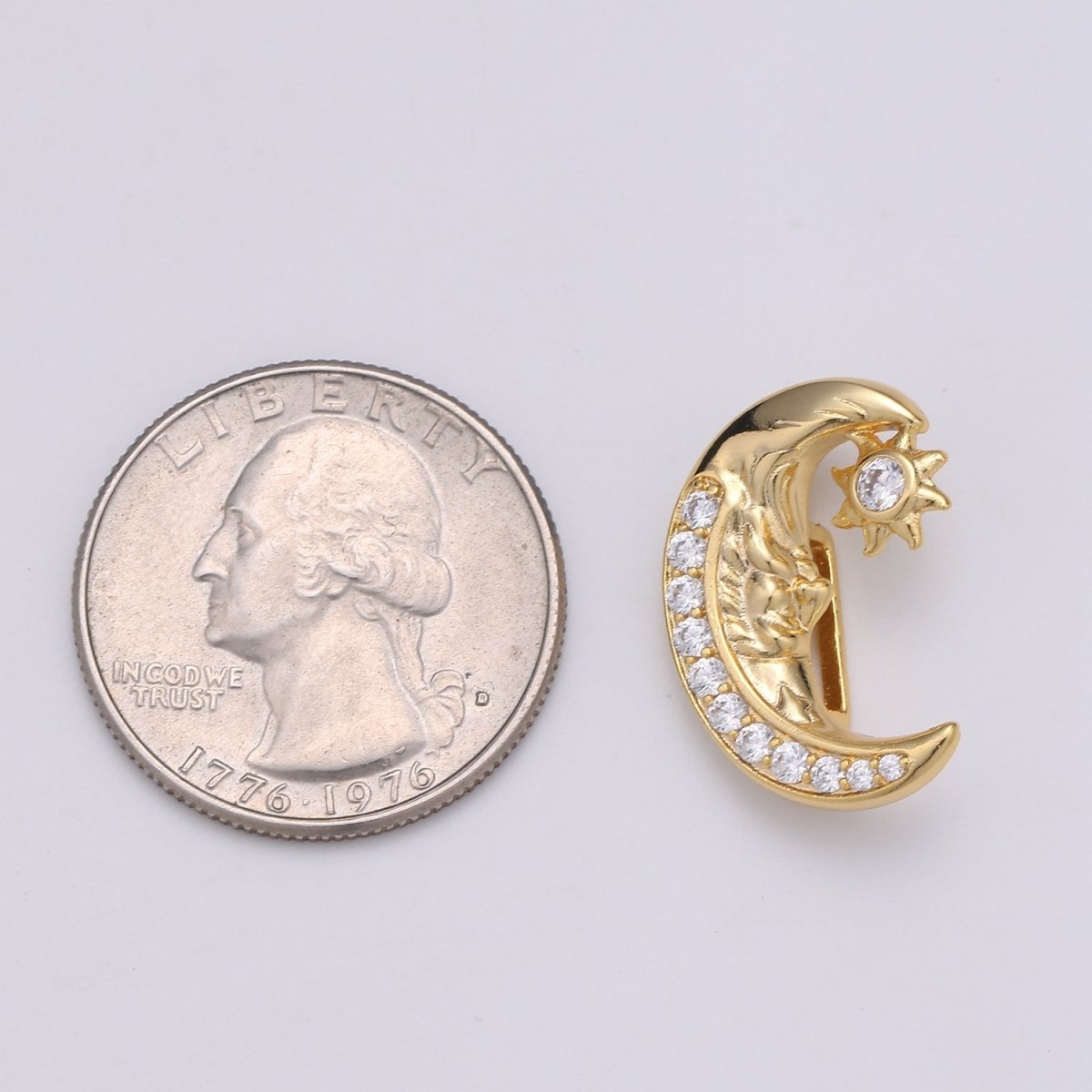 Gold Filled Crescent Moon and Star Beads D-786