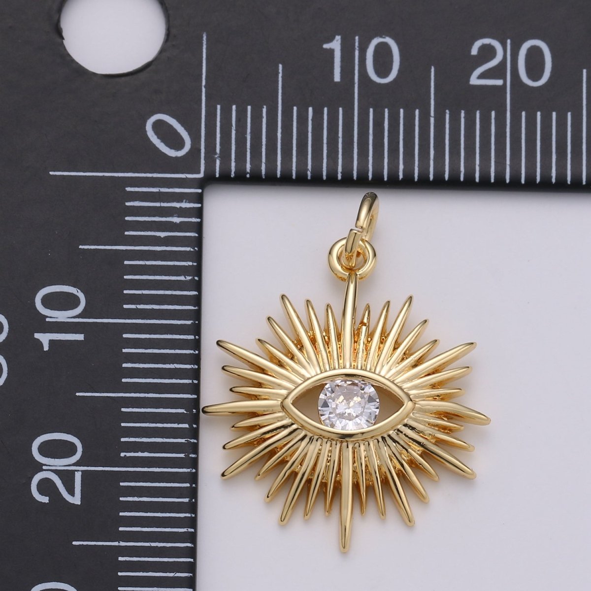Gold Filled Crystal Eye Charm D-894