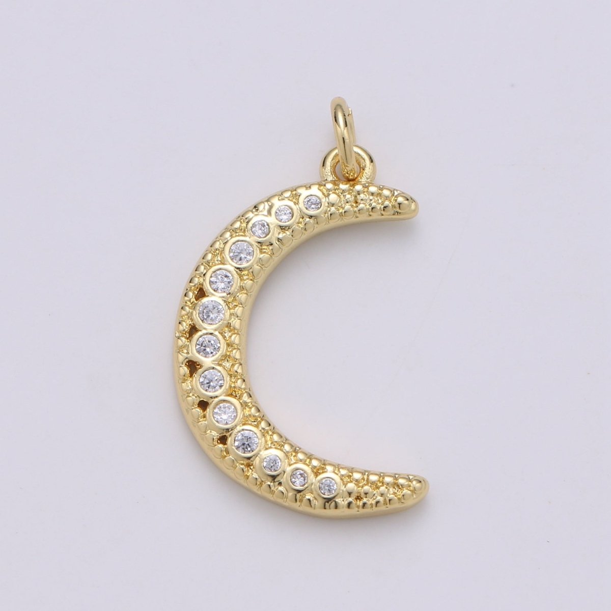 Gold Filled Crystal Moon Charm D-870