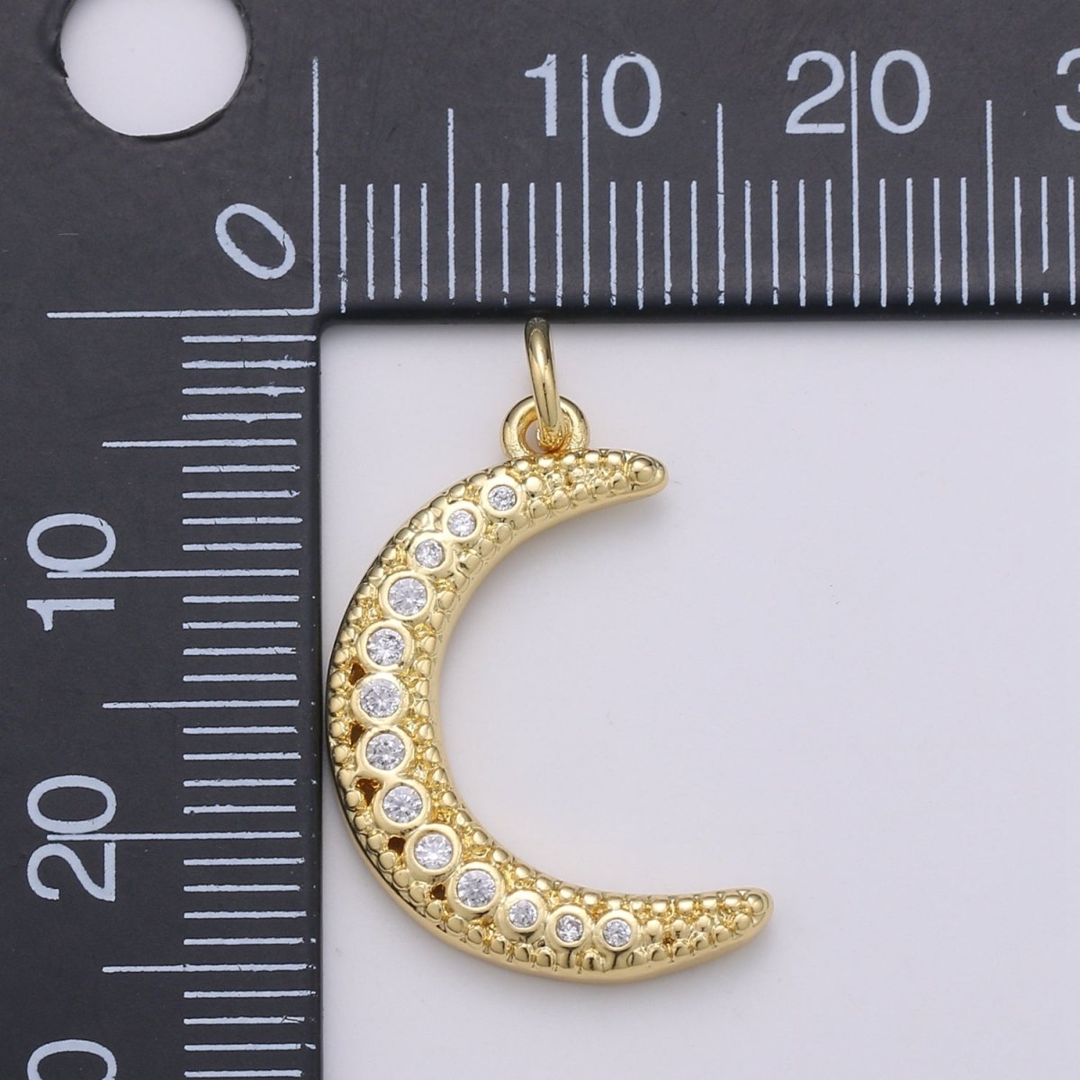 Gold Filled Crystal Moon Charm D-870