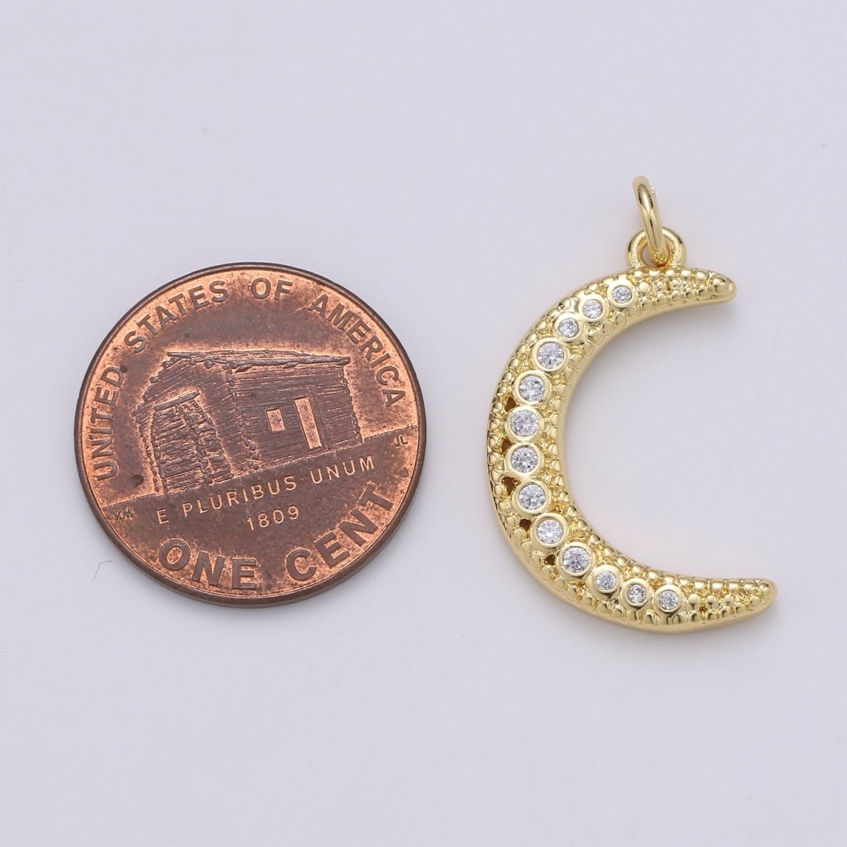 Gold Filled Crystal Moon Charm D-870