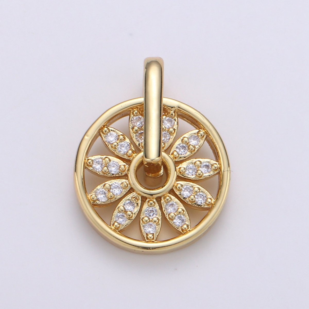 Gold Filled Crystal Wheels Cz Charm Round D-899