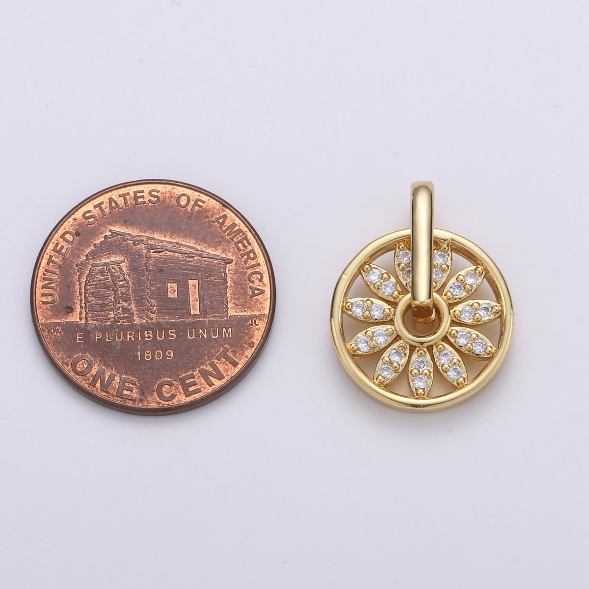 Gold Filled Crystal Wheels Cz Charm Round D-899
